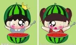 男孩卖瓜女孩吃瓜图片,男孩卖瓜女孩品瓜，夏日田园温馨瞬间